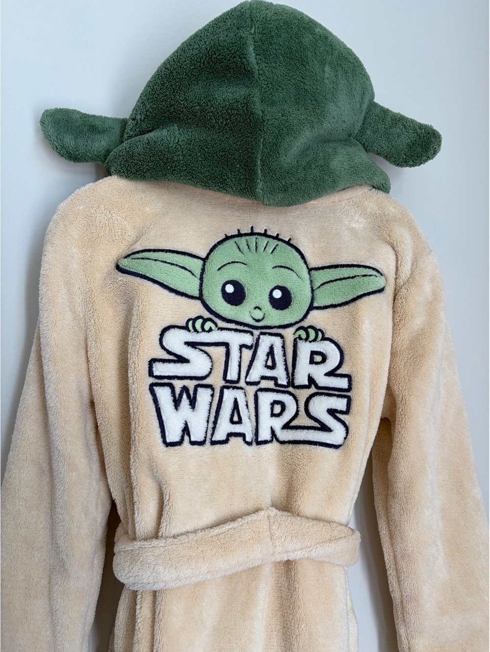 GAP Star Wars Baby Yoda Hooded Bathrobe for Kids Size 4 Years, Beige and Green,